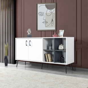 4612 �ile ( METAL AYAKLI METAL KULPLU ) Konsol - Yemek Odas� - Salon Odas� Beyaz