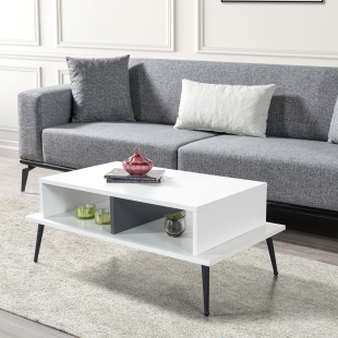 2012 �ile Metal Ayakl� Orta Sehpa , Salon Sehpas� Beyaz - Antrasit