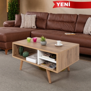 2035 Ven�s ( AH�AP AYAKLI ) Orta Sehpa , Sepet - Beyaz , Salon , Ofis