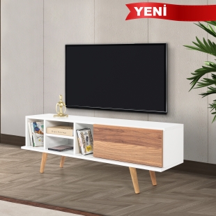 3330 Ela 130 Cm ( AH�AP AYAKLI ) TV �nitesi , Beyaz - S���t , Tv Sehpas�