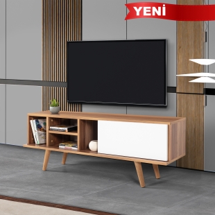 3333 Ela 130 Cm ( AH�AP AYAKLI ) TV �nitesi , S���t - Beyaz , Tv Sehpas�