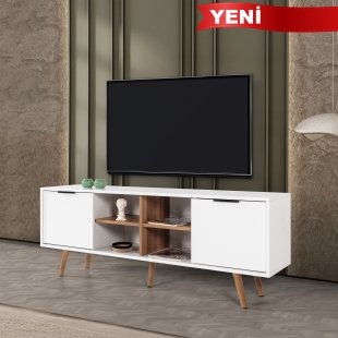 3618 Sina 160 Cm ( AH�AP AYAKLI , METAL KULPLU ) TV �nitesi , Beyaz - S���t