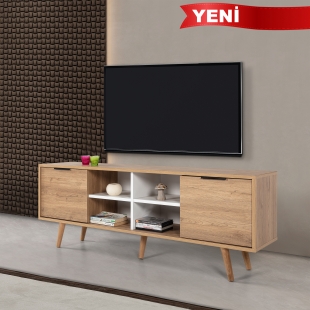 3621 Sina 160 Cm ( AH�AP AYAKLI , METAL KULPLU ) TV �nitesi , Sepet - Beyaz , Tv
