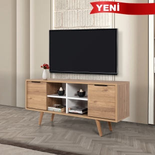 3321 Sina 130 Cm ( AH�AP AYAKLI , METAL KULPLU ) TV �nitesi , Sepet - Beyaz , Tv
