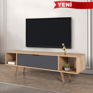 3624 Mesir 160 Cm ( AH�AP AYAKLI , METAL KULPLU ) TV �nitesi , Safir - Antrasit